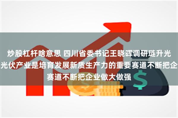 炒股杠杆啥意思 四川省委书记王晓晖调研琏升光伏时强调：光伏产业是培育发展新质生产力的重要赛道不断把企业做大做强