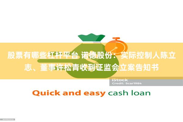 股票有哪些杠杆平台 诺德股份：实际控制人陈立志、董事许松青收到证监会立案告知书