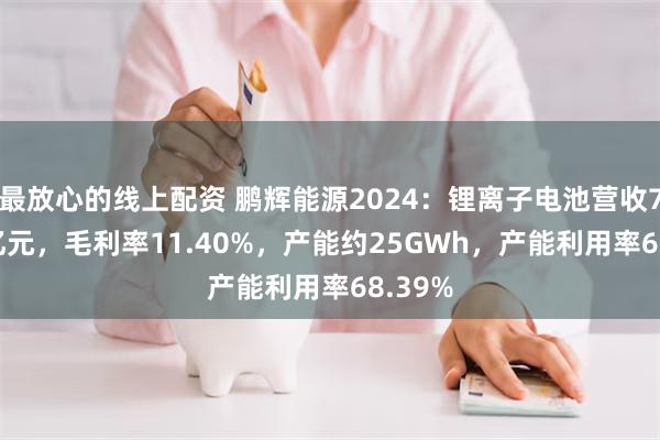 最放心的线上配资 鹏辉能源2024：锂离子电池营收73.63亿元，毛利率11.40%，产能约25GWh，产能利用率68.39%